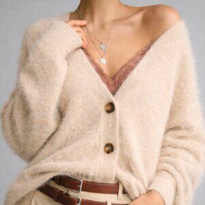 NWOT H&M Beige Long Sweater Cardigan Size S